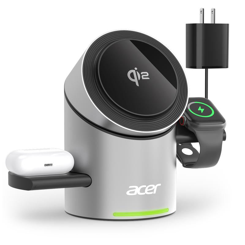 Acer Qi2 Wireless Charger SL-S2: The Ultimate 3-In-1 Fast Charging Station for iPhone 17, Apple Watch, and AirPods with Adjustable Design and Innovative Pop-Up Modules