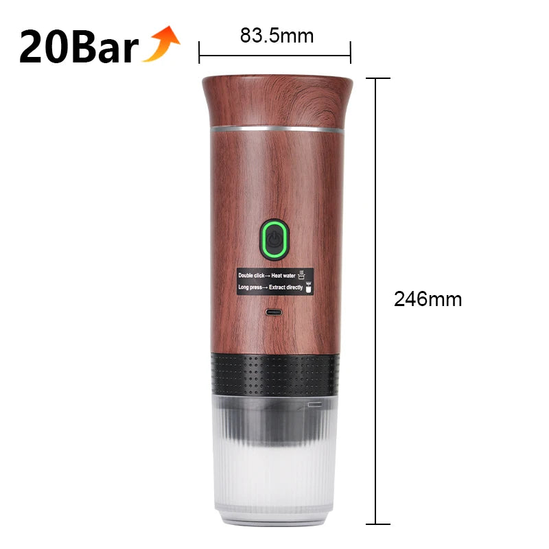Experience Barista-Quality Coffee Anywhere with the Wireless Electric Portable Espresso Coffee Machine - Your 3-in-1 Coffee Maker for Home, Car, and Camping!
