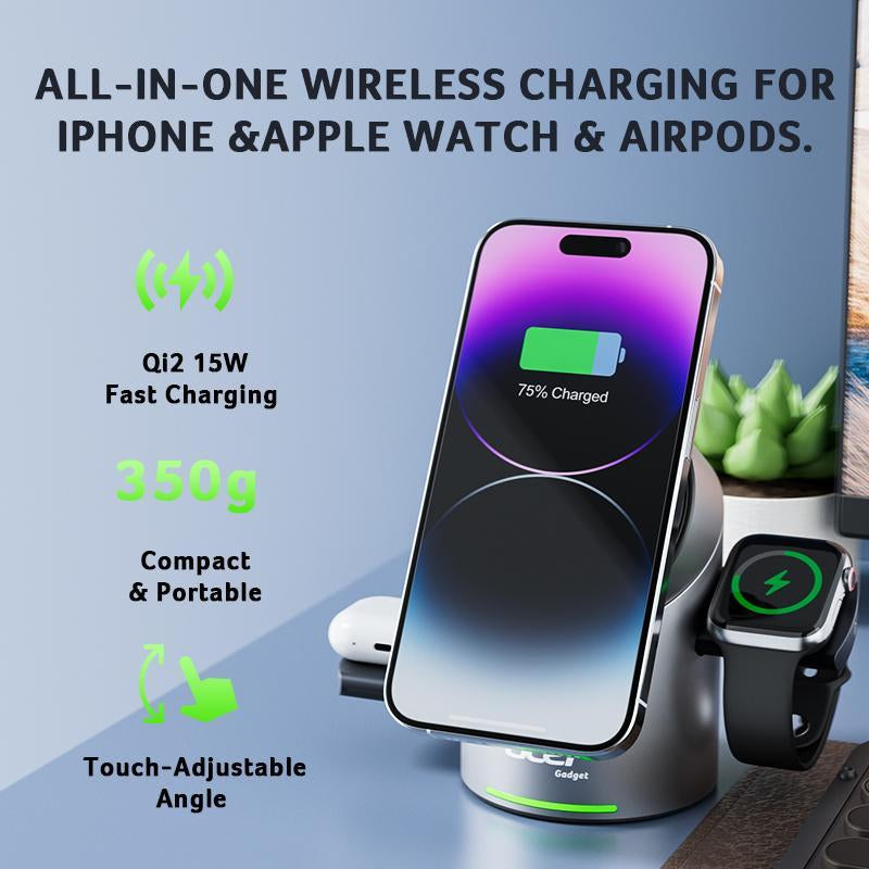Acer Qi2 Wireless Charger SL-S2: The Ultimate 3-In-1 Fast Charging Station for iPhone 17, Apple Watch, and AirPods with Adjustable Design and Innovative Pop-Up Modules